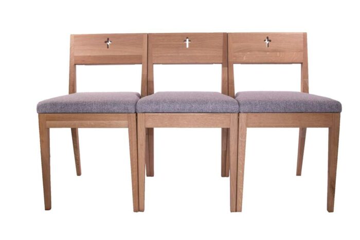 ZOE church pew from oak wood connected into a wooden oak church pew.