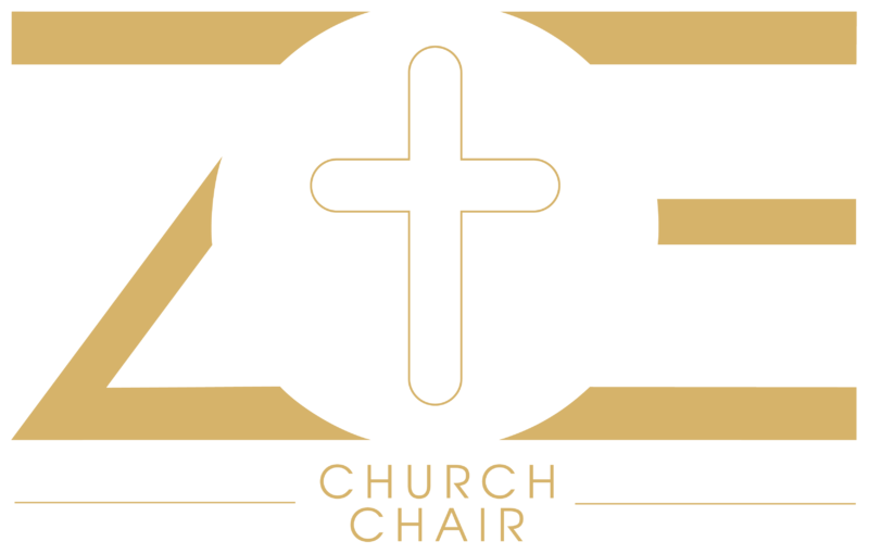 Logo ZOE church chair in gold Logo ZOE church chair in golden color.